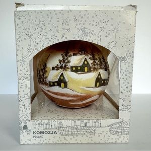 Komozja Poland Large Glass Glitter Ball Church Town 2008 Ornament